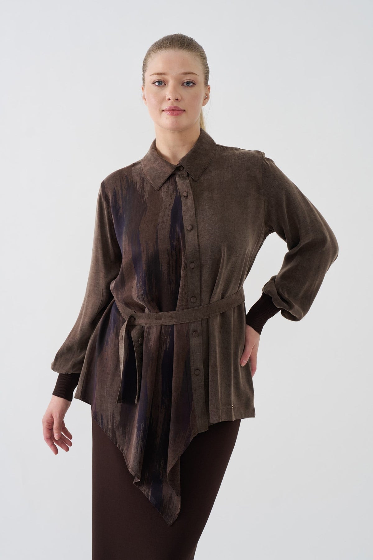 NİLİWİ GÖMLEK 27K-Nİ-3195 — KAHVE