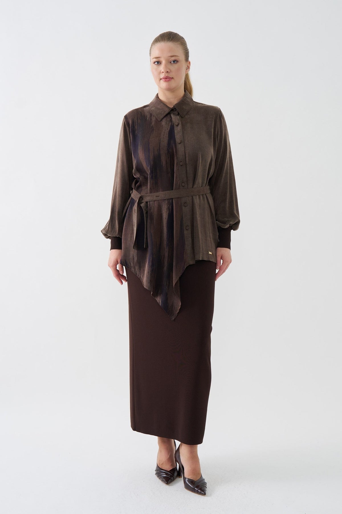 NİLİWİ GÖMLEK 27K-Nİ-3195 — KAHVE